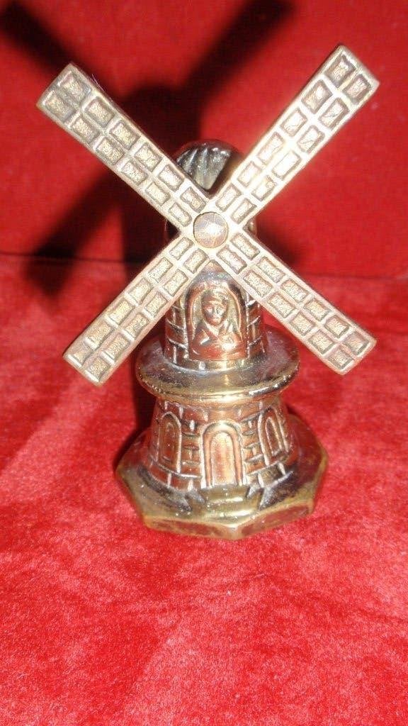 Oud geel messing tafelbel molentje met klepel, Antiek en Kunst, Ophalen of Verzenden, Koper