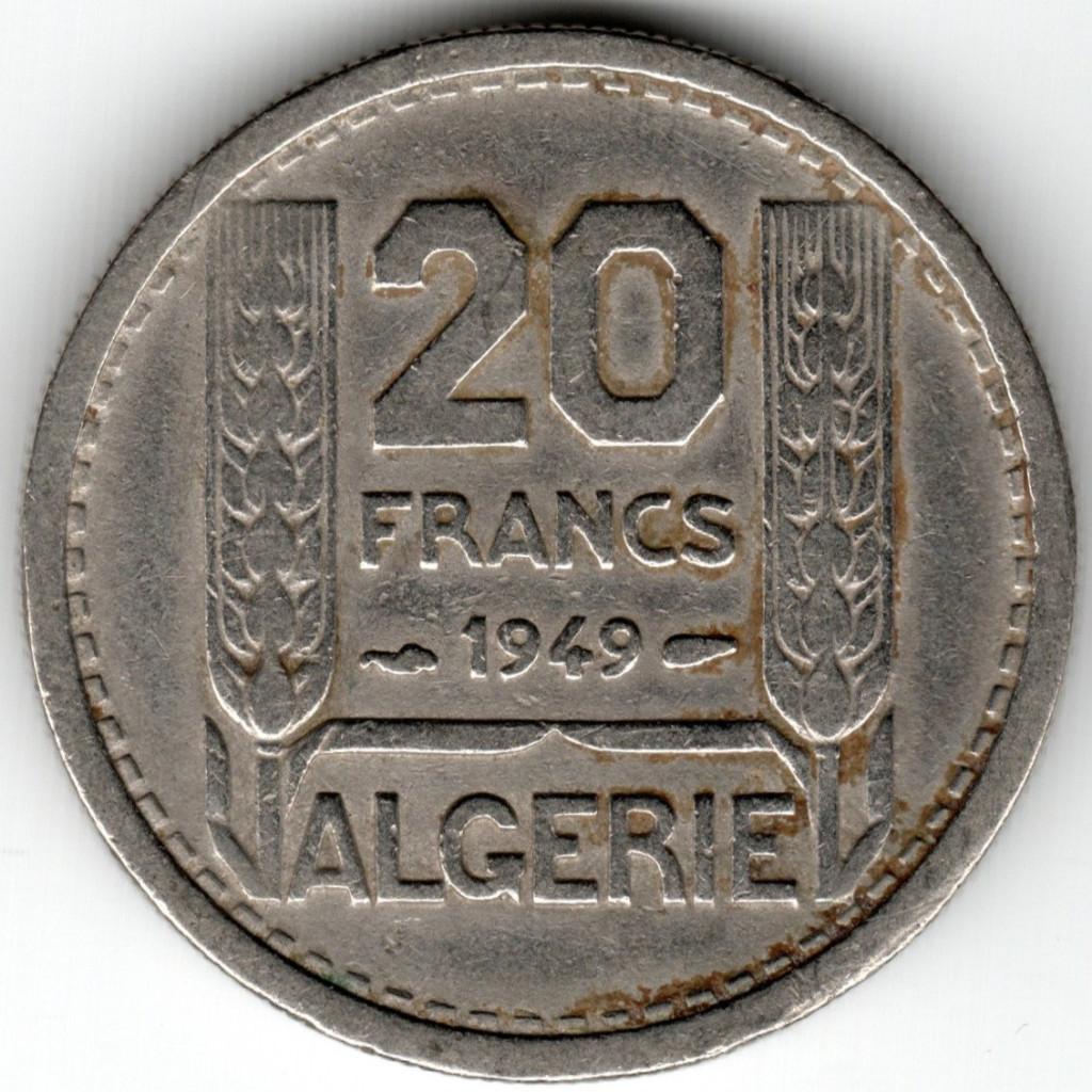 Algérie : 20 Francs 1949 KM #91 Réf 16610, Enlèvement ou Envoi, Autres pays, Monnaie en vrac