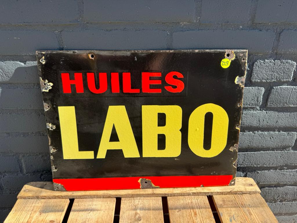 LABO Olie emaille reclamebord, Verzamelen, Ophalen of Verzenden, Gebruikt, Reclamebord