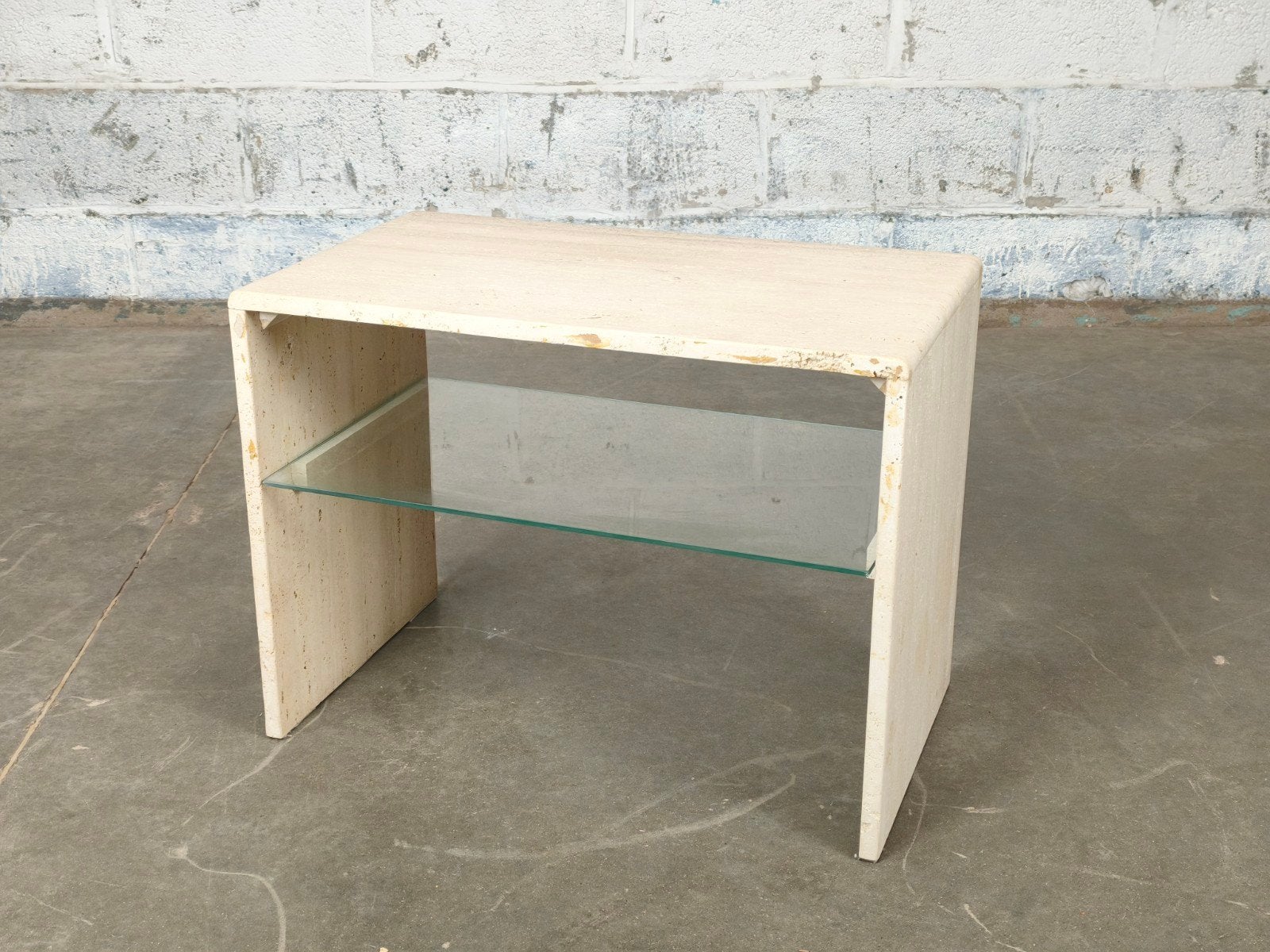 Travertin bijzet tafeltje, Maison & Meubles, Tables | Tables d'appoint, Enlèvement, ., ., .