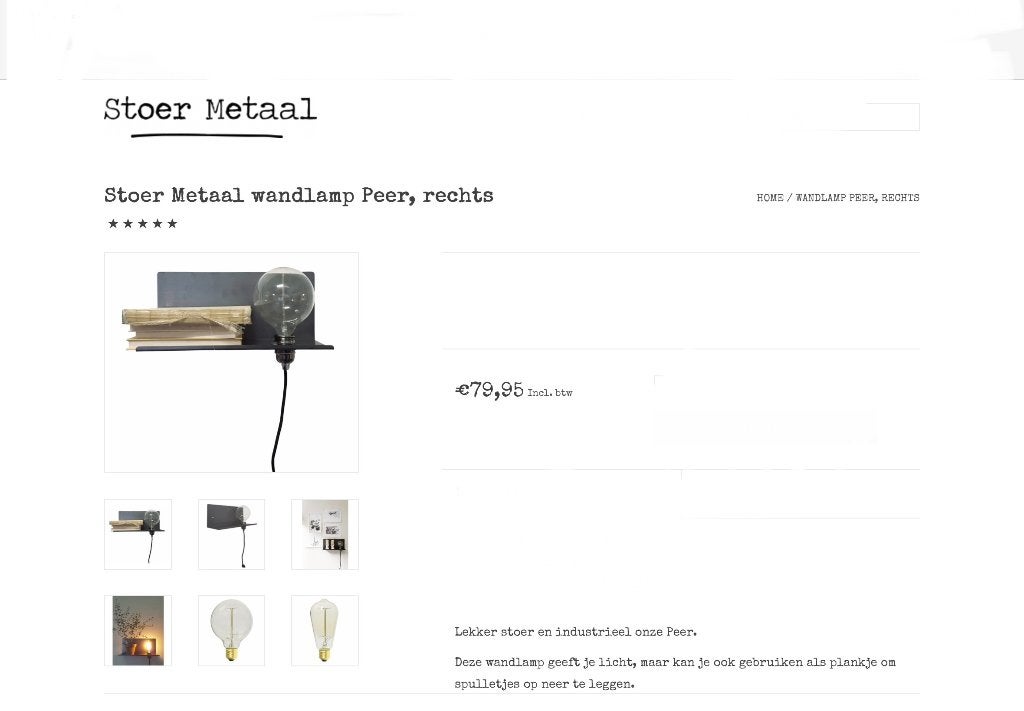 Stoer metaal wandlamp, Huis en Inrichting, Ophalen, Zo goed als nieuw, Metaal, Wandlamp