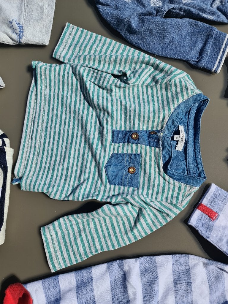 groen gestreepte polo, pull, trui Noppies 68cm, Enfants & Bébés, Enlèvement, Comme neuf