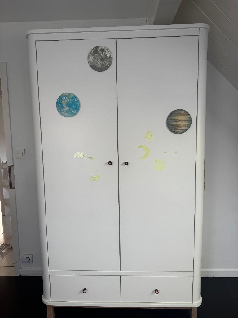 Kast en bed, Ophalen, 90 cm, Eenpersoons, Wit