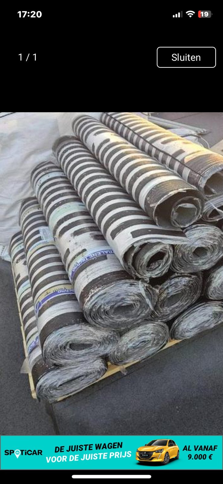 2 stuks bovenlaag roofing tot kwaliteit, Bricolage & Construction, Enlèvement, Comme neuf
