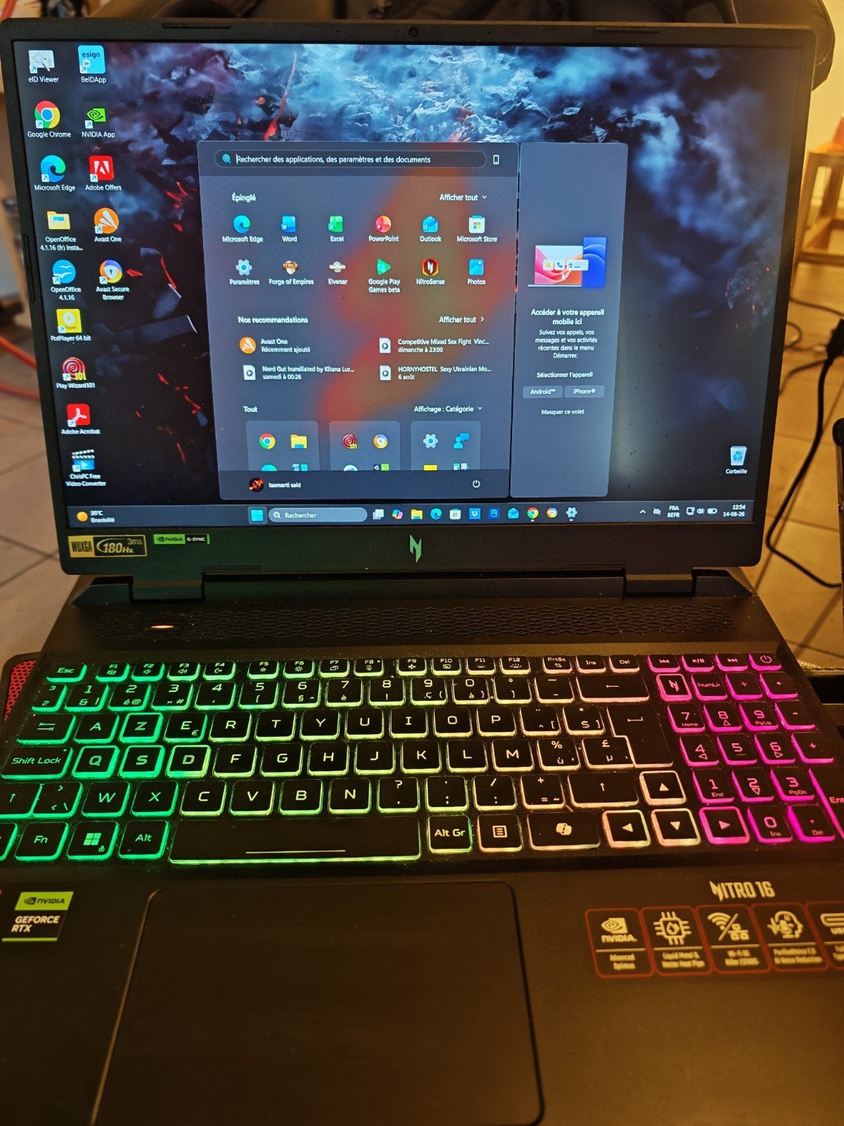 Acer NITRO 16 AN16-42-RO3C, Informatique & Logiciels, Enlèvement
