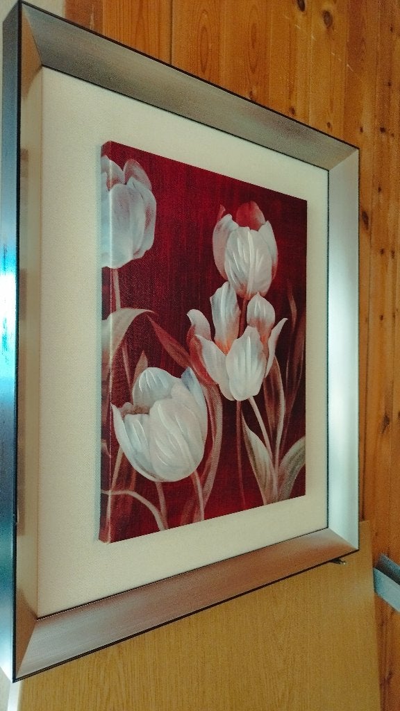 Grand tableau moderne – Motif Tulipes sous cadre, Impression, Passe-partout, Plastique, Fleurs
