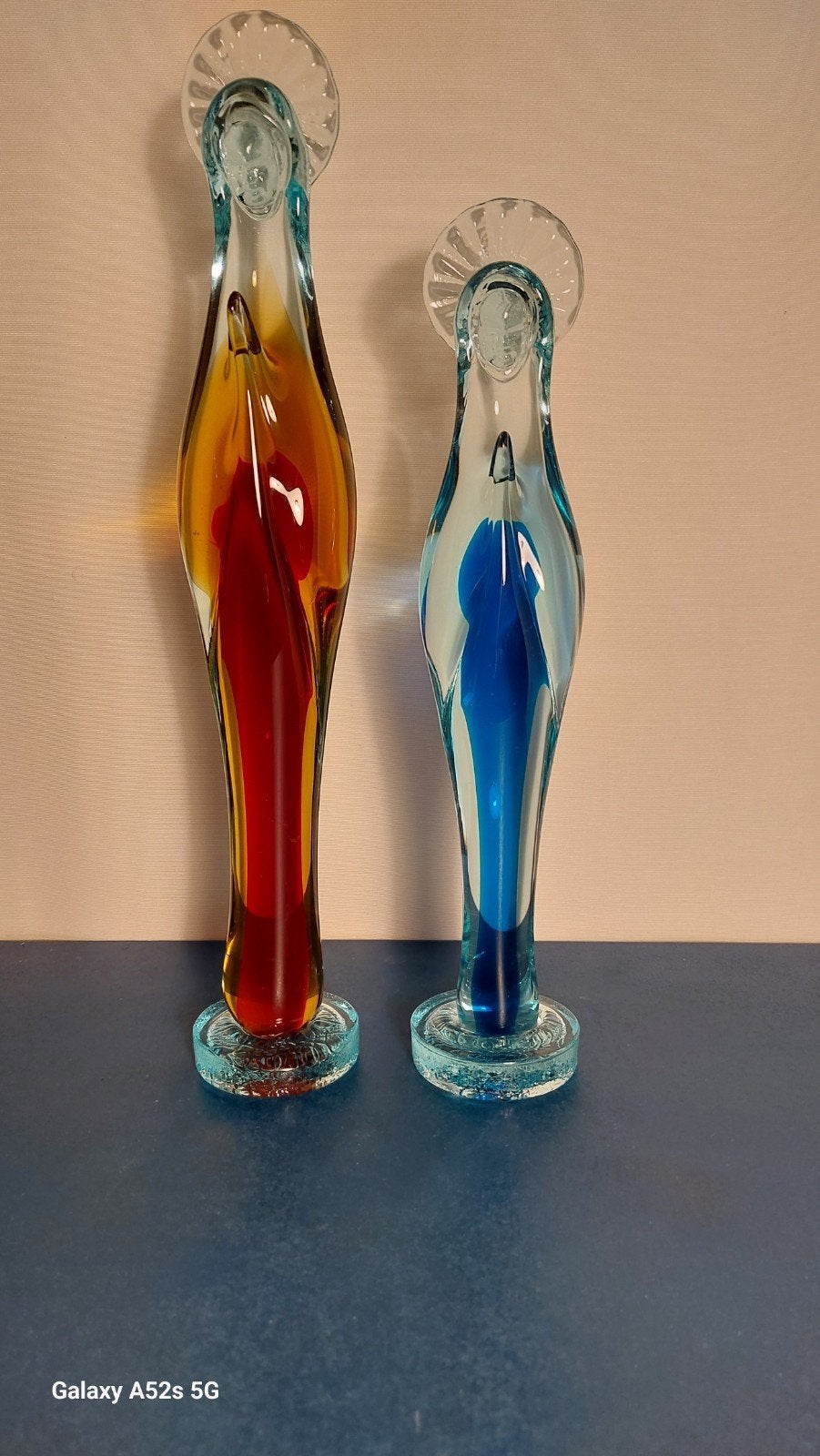 Murano Sommerso glaze Madonnas., Glas, 34 cm, Object, Handgemaakt