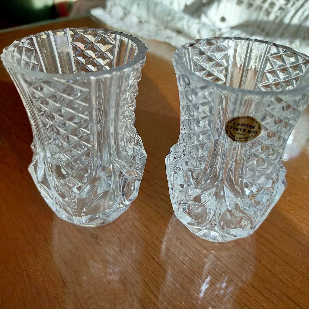 Vaasjes, Huis en Inrichting, Ophalen, Met patroon/structuur, Transparant, 8 cm