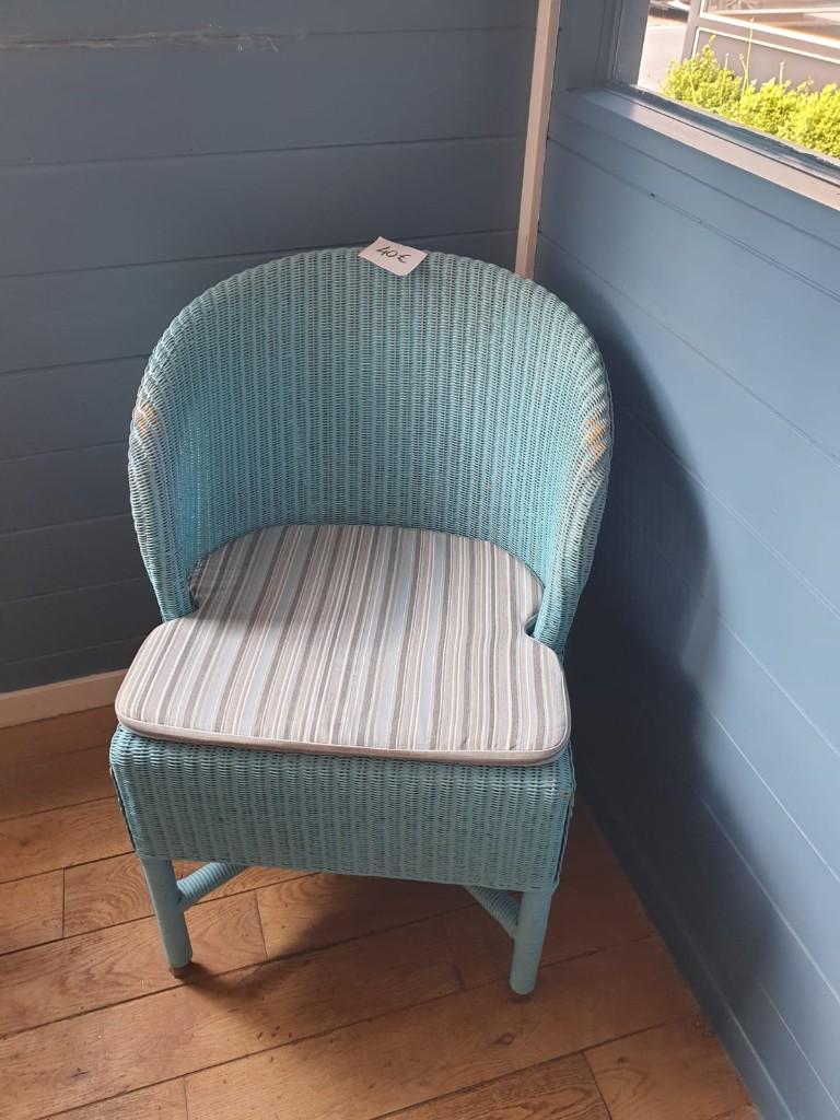 Rieten zetel, Ophalen, Gebruikt, Blauw, Riet of Rotan