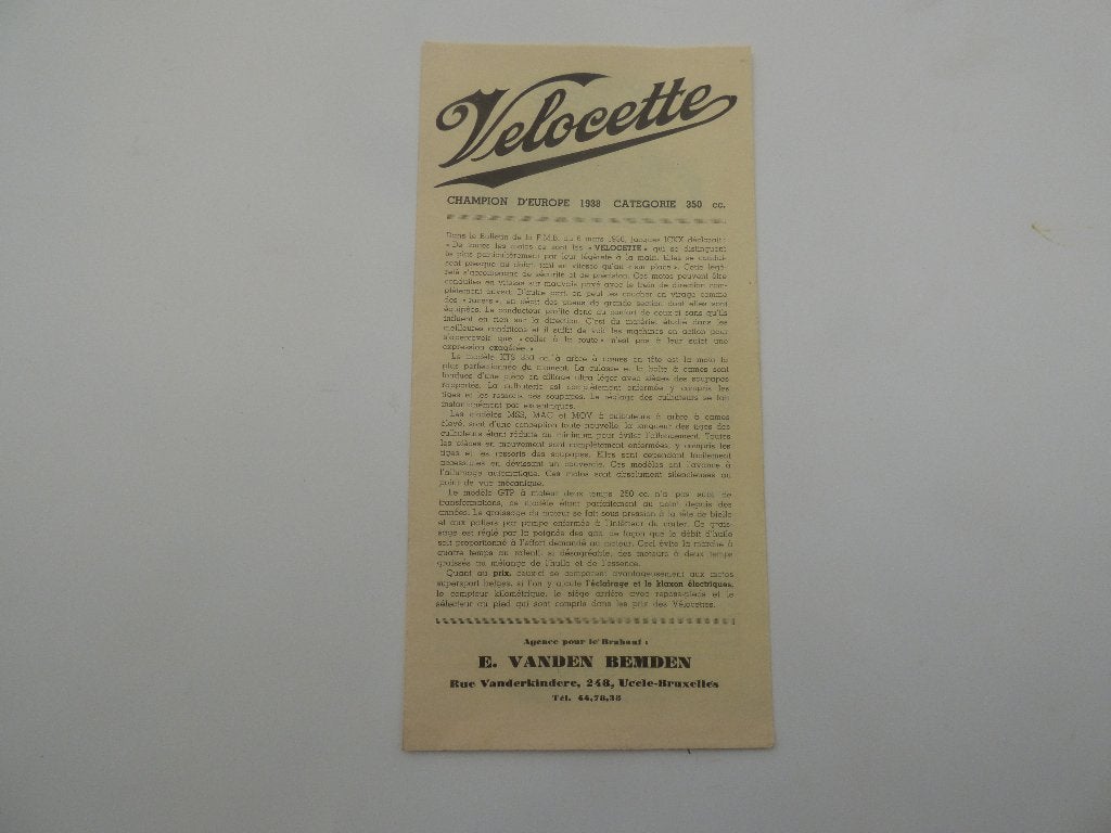 DOSSIER VELOCETTE - rare, Motos, Enlèvement ou Envoi