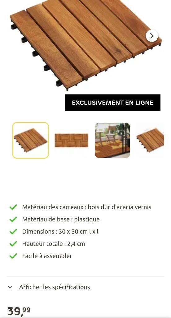 Dalles de terrasse 30*30cm  41pc, Jardin & Terrasse, Pavé & Dalles, Utilisé, Autres types, Bois, Enlèvement