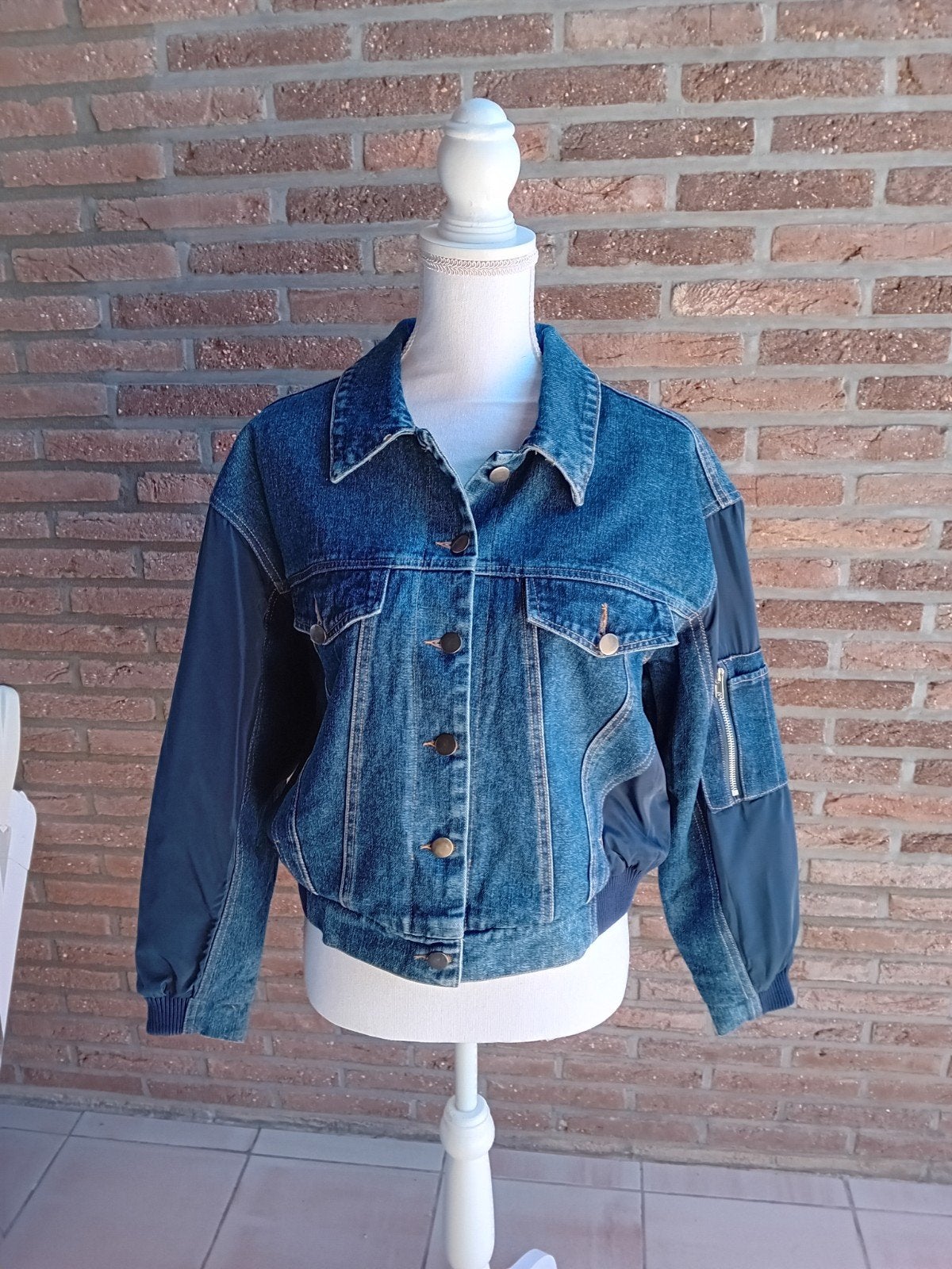 Spijkerjasje - bomber jacket S / M, Ophalen, Nieuw, Blauw