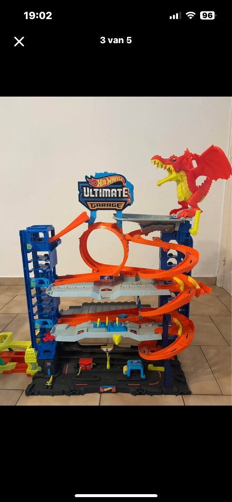 Hotwheels garage draak, Ophalen, Racebaan, Zo goed als nieuw, Hot Wheels