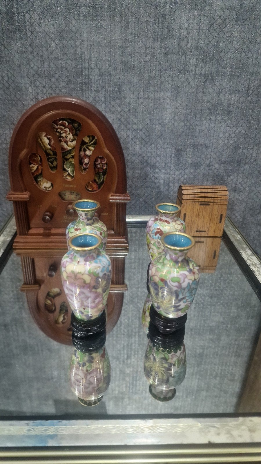 4 cloisonné chinees miniaturen vasen, Antiek en Kunst, Antiek | Vazen, Ophalen