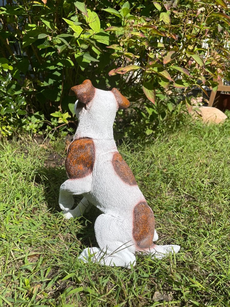 Beeld Jack Russel hond zwart tuin, boerderij 35cm, Ophalen, Nieuw, Kunststof, Dierenbeeld
