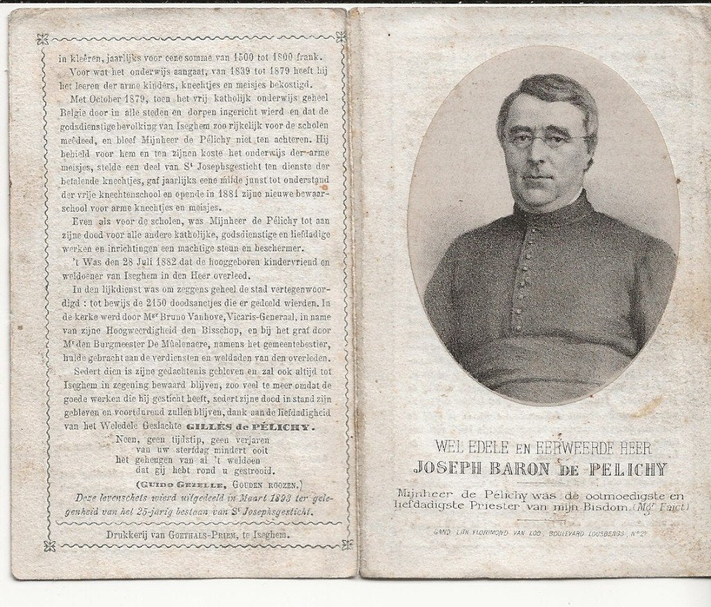 1882/1893 doodsprentje baron pelichy litho van loo, Collections, Enlèvement ou Envoi