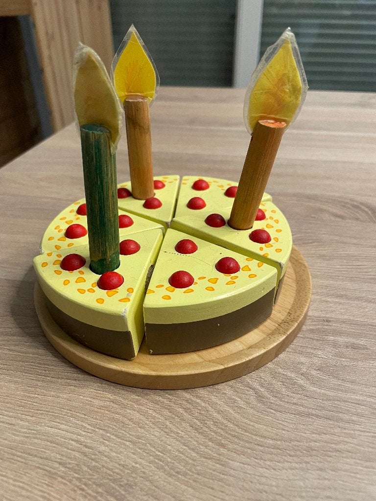 houten taart met 3 kaarsjes, Ophalen of Verzenden