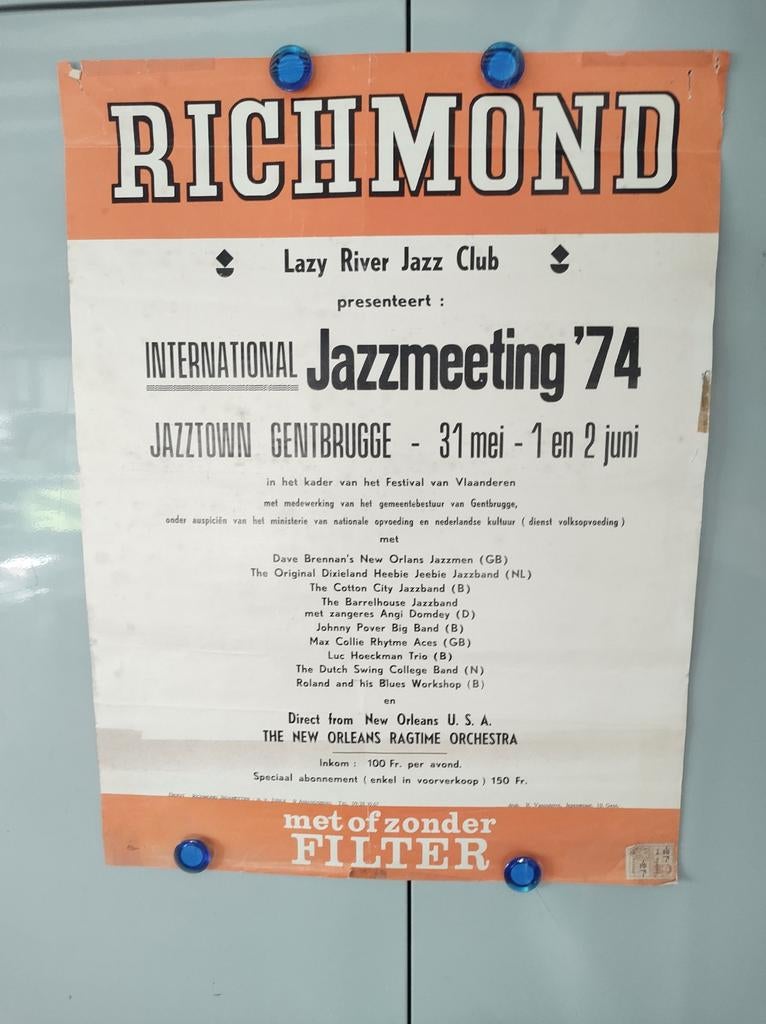 Vintage poster Jazz festival 1974, jazz geschiedenis en taba, Ophalen of Verzenden