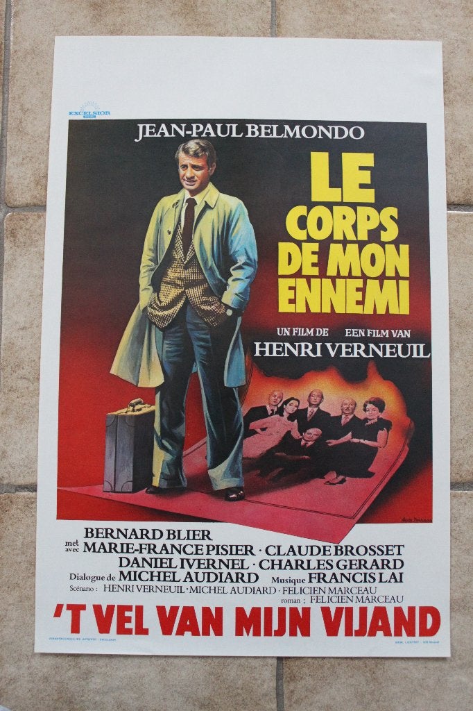 filmaffiche Jean-Paul Belmondo le corps ennemi filmposter, Collections, Enlèvement ou Envoi, Rectangulaire vertical, A1 jusqu'à A3