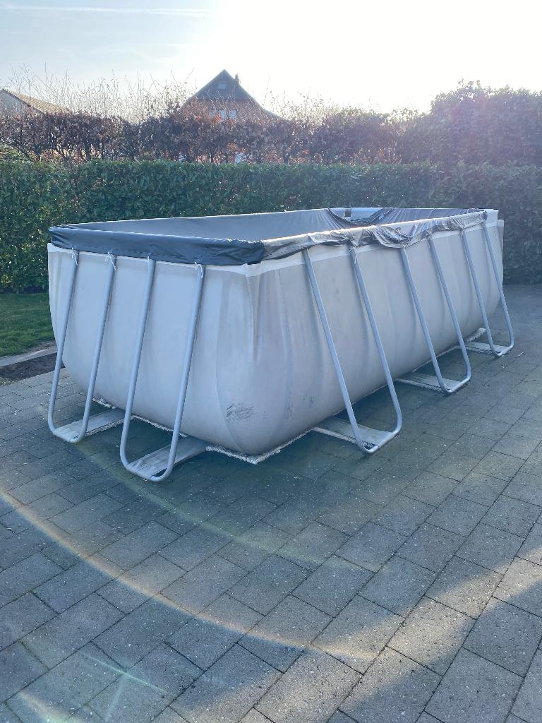 Zwembad met zandfilter en trap, Jardin & Terrasse, Piscines, Enlèvement, Utilisé, Rectangulaire, 400 cm ou plus