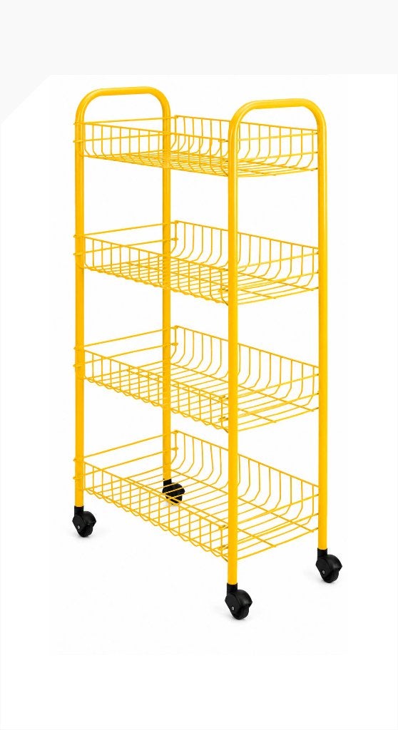 Petite desserte vintage - étagère sur roulettes - JAUNE, Enlèvement ou Envoi, Maison et Meubles