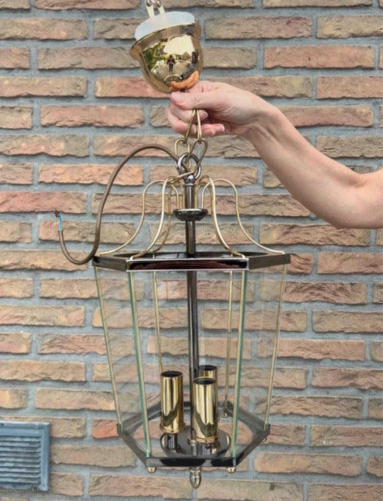 Lustre Verre et Laiton Made In Belgium Light Gallery Massive, Enlèvement, Comme neuf