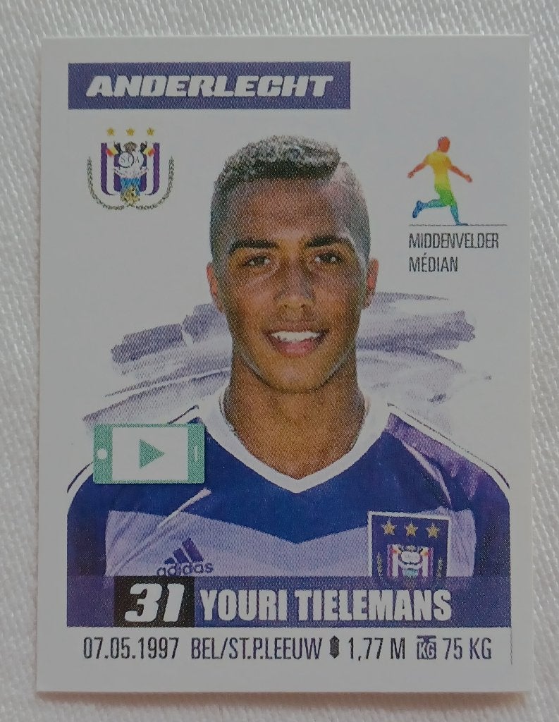 Autocollant Youri Tielemans - Pro League 2019-2020, Enlèvement ou Envoi, Comme neuf, Autocollant