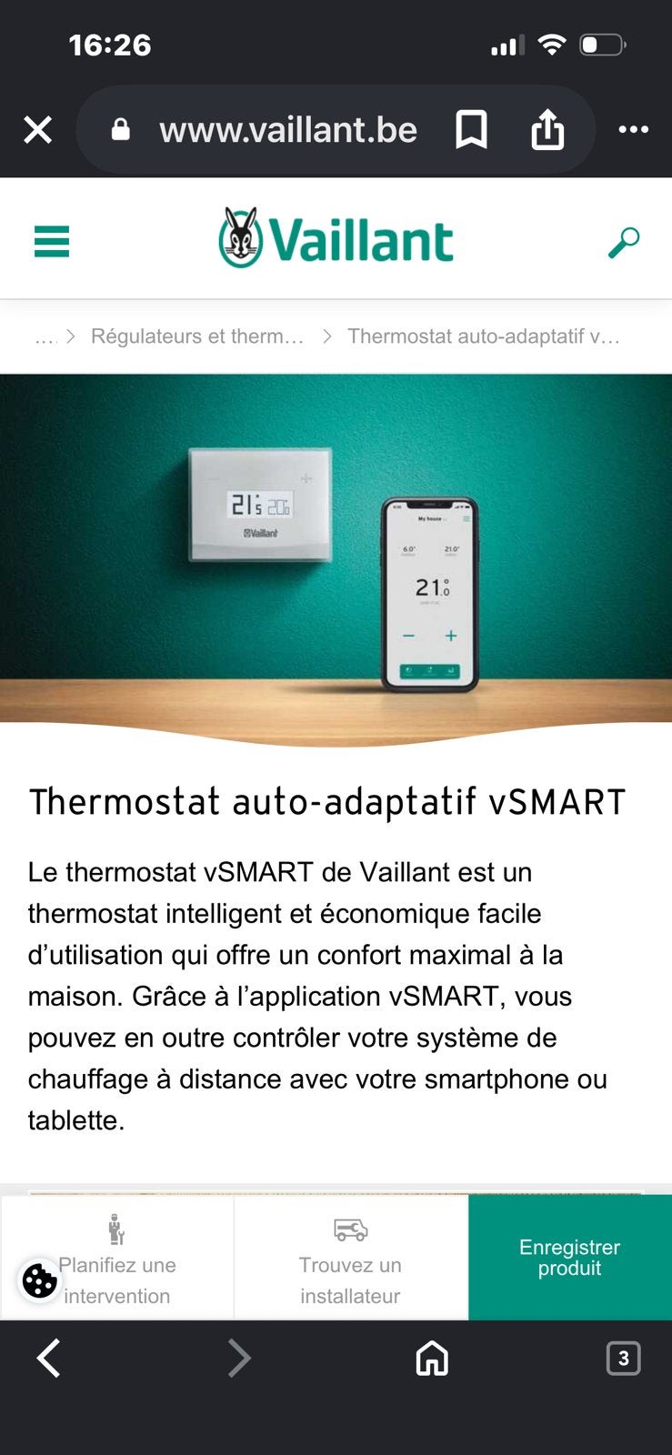 Thermostat d’ambiance + passerelle/récepteur wifi Vaillant, Enlèvement, Thermostat intelligent, Utilisé