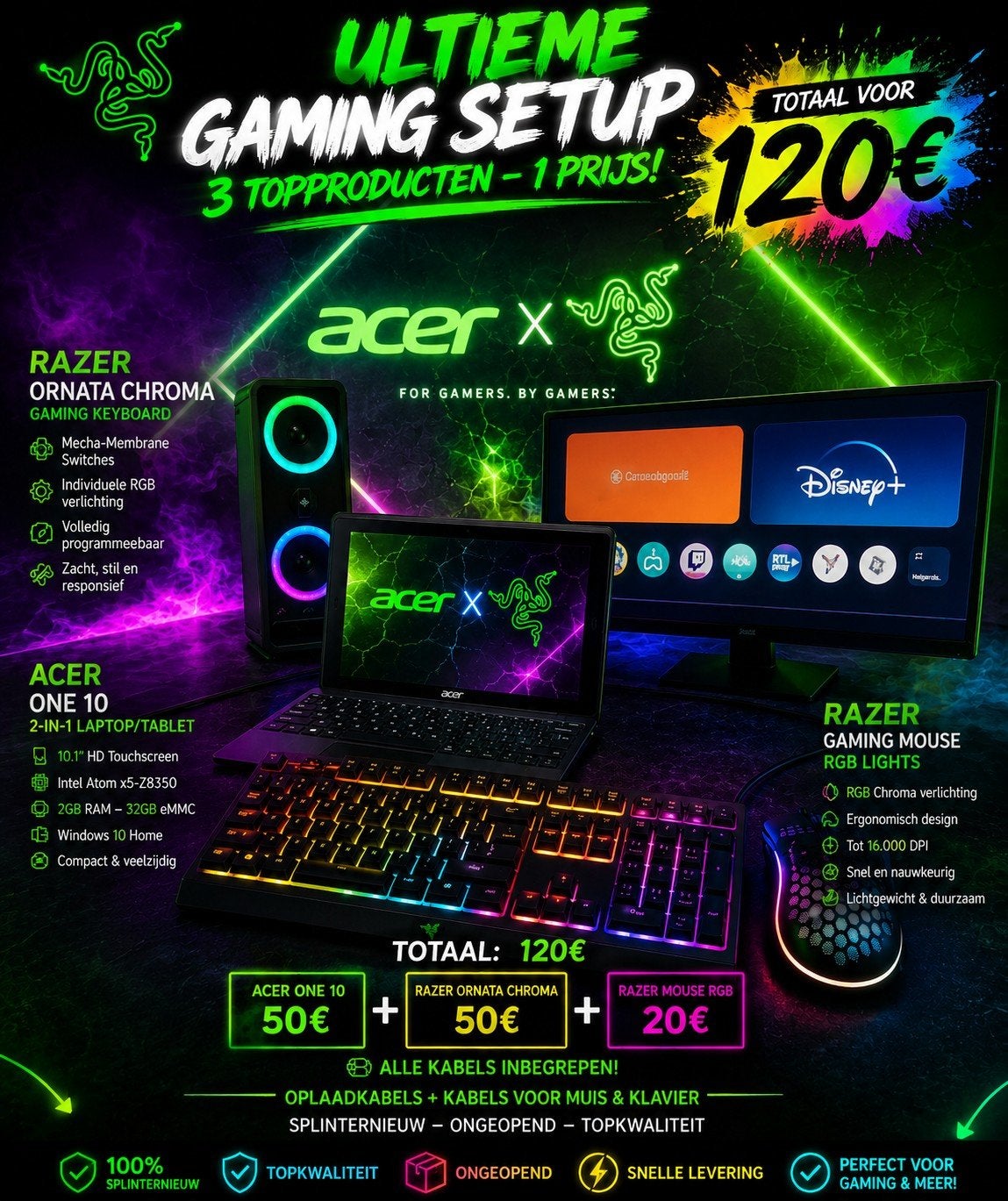 RAZOR X ACER  GAMING SETUP 3 DELEN!!!