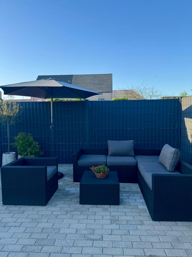 Zwarte wicker loungeset, Tuin en Terras, Ophalen, 6 zitplaatsen, Zo goed als nieuw, Loungeset