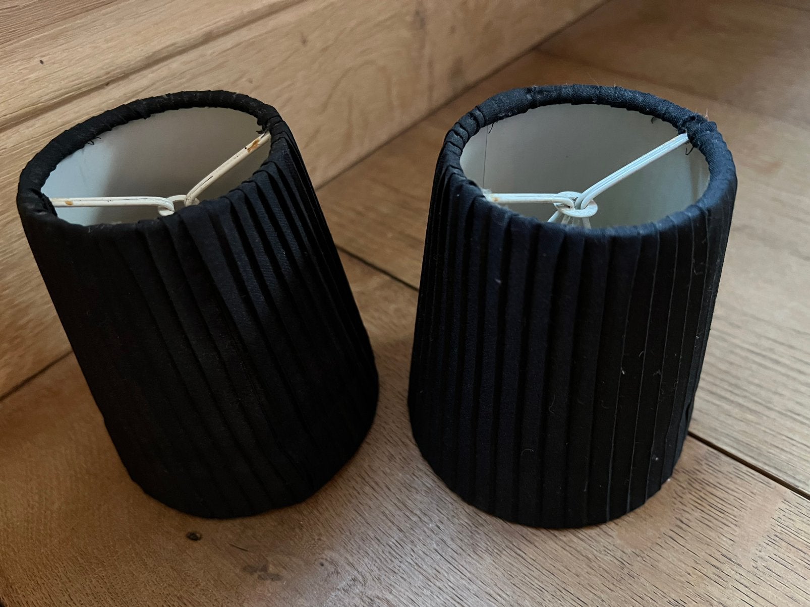 2 lampenkappen 10 cm, Huis en Inrichting, Lampen | Lampenkappen, Ophalen, Zwart, Zo goed als nieuw, Textiel