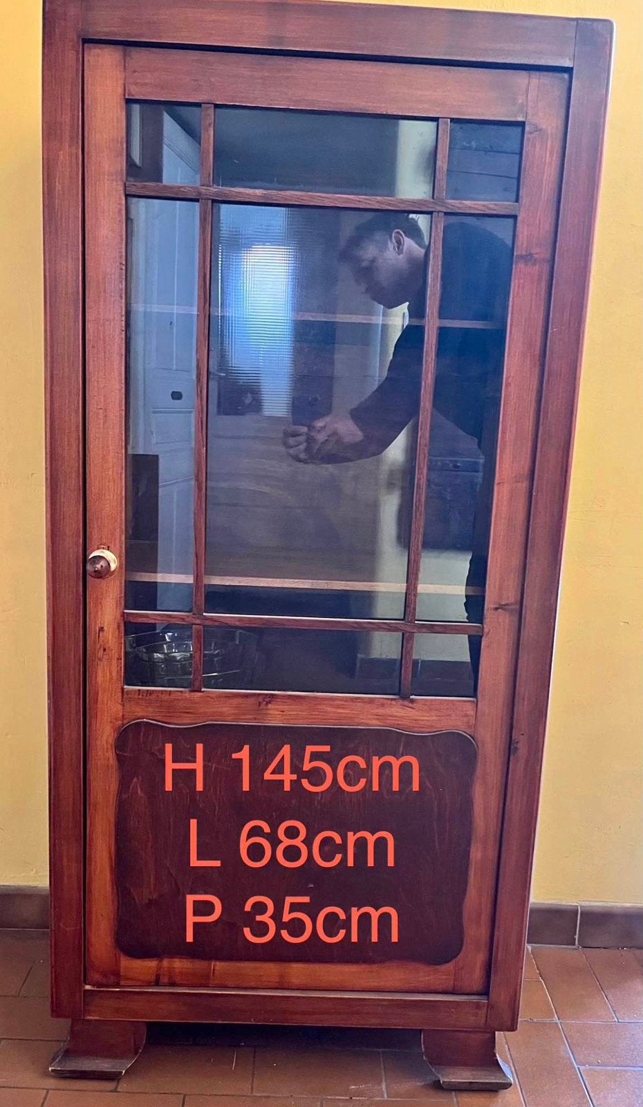 Vitrine Art Déco en bois massif avec porte vitrée, 25 à 50 cm, Avec porte(s), Enlèvement, Utilisé