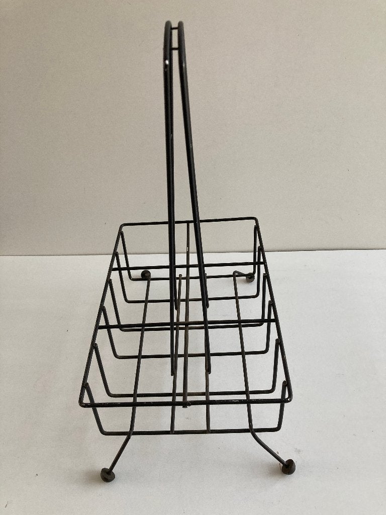 Zwarte vintage metalen flessenhouder jaren 60 -70, Ophalen of Verzenden