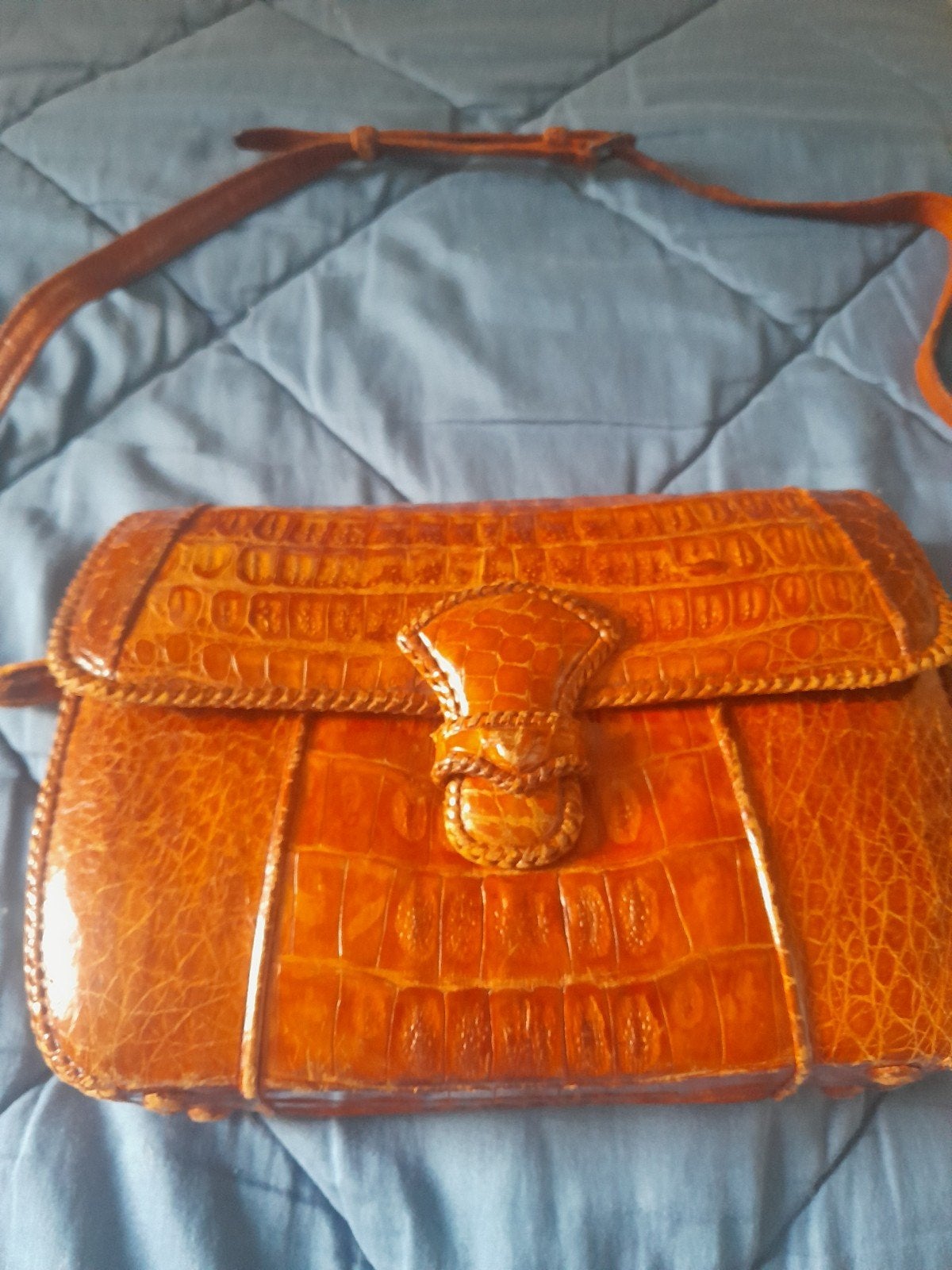 sac à bandouillère fashion fait main en peau de crocodile, Enlèvement ou Envoi, Brun