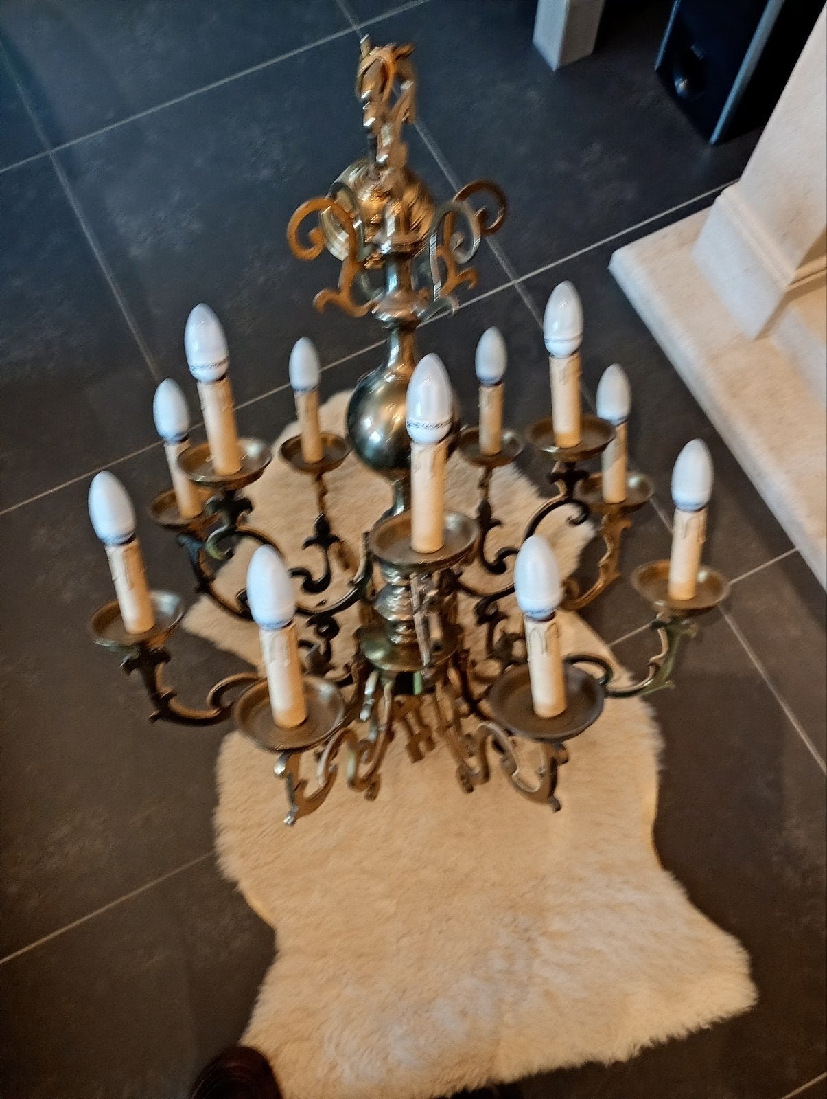 antieke luster, Huis en Inrichting, Ophalen, Zo goed als nieuw, Metaal, Antieke stijl