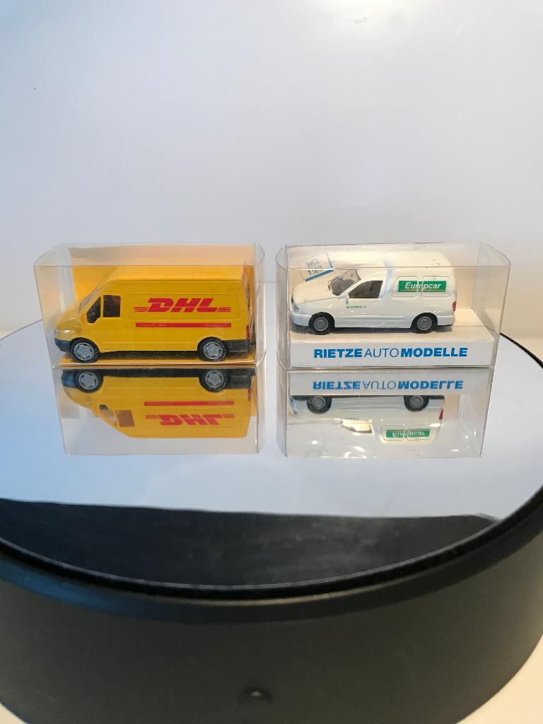FORD TRANSIT „DHL” + VW CADDY „EUROPCAR” - RIETZE - 1:87, Verzenden, Nieuw, Auto, Rietze