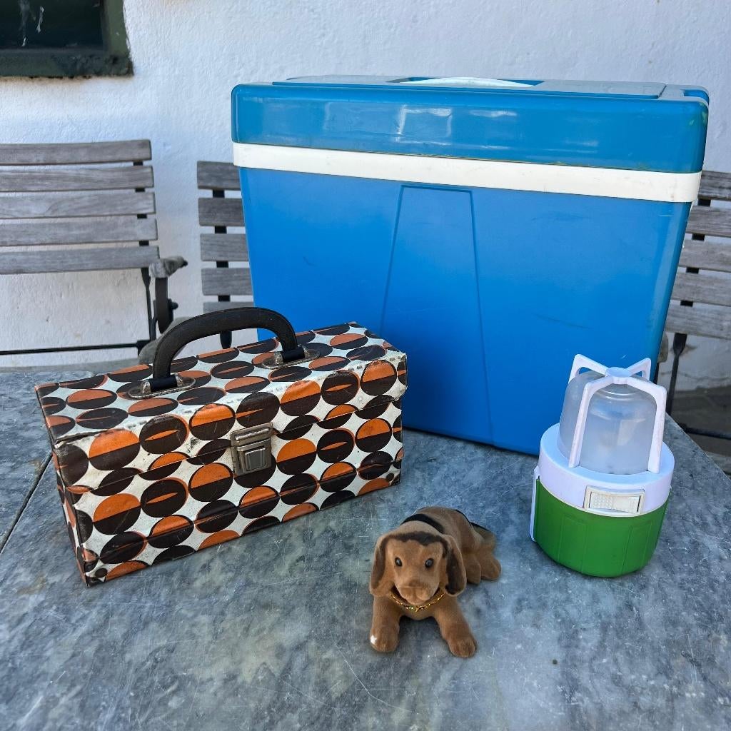 VW accessoireset uit de jaren 70: koelbox, cassettebox, enz., Ophalen of Verzenden, Gebruikt
