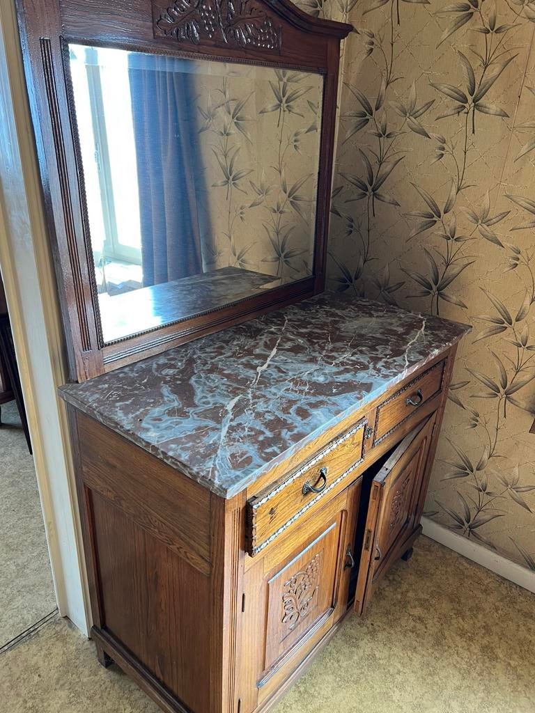 Vintage kast met marmeren blad, Antiek en Kunst, Ophalen
