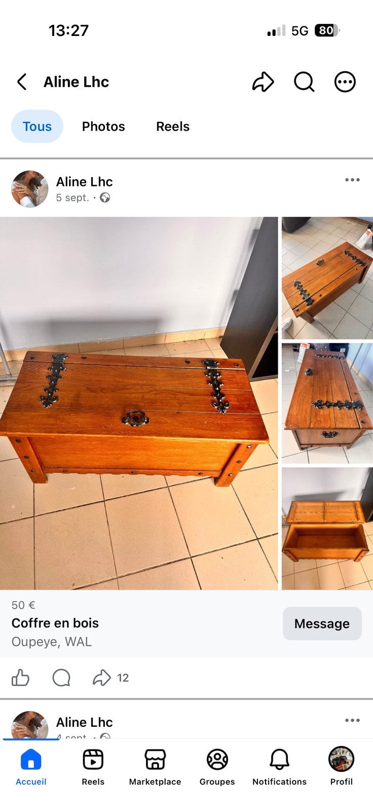 Voeux coffre en bois, Enlèvement, Comme neuf
