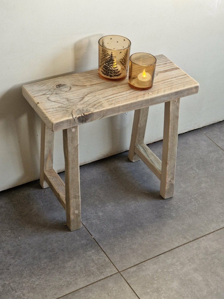 Houten kruk naturel handgemaakt, Enlèvement, Neuf