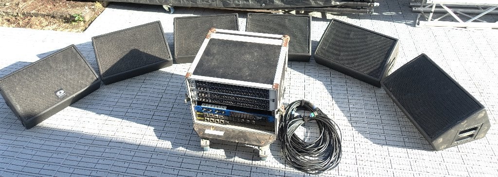 Monitorset + amp + EQ + kabels, Ophalen, Gebruikt, P.A.