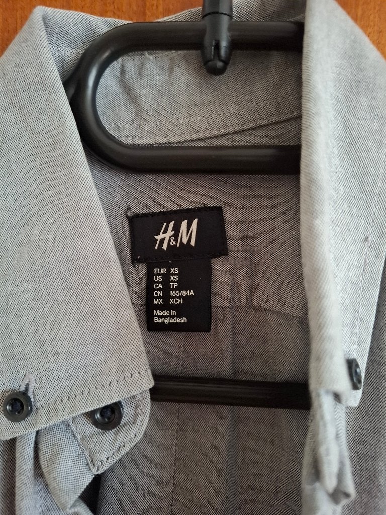 Mannenhemd H&M XS lichtgrijs, Kleding | Heren, Ophalen, Halswijdte 38 (S) of kleiner, Zo goed als nieuw, Grijs
