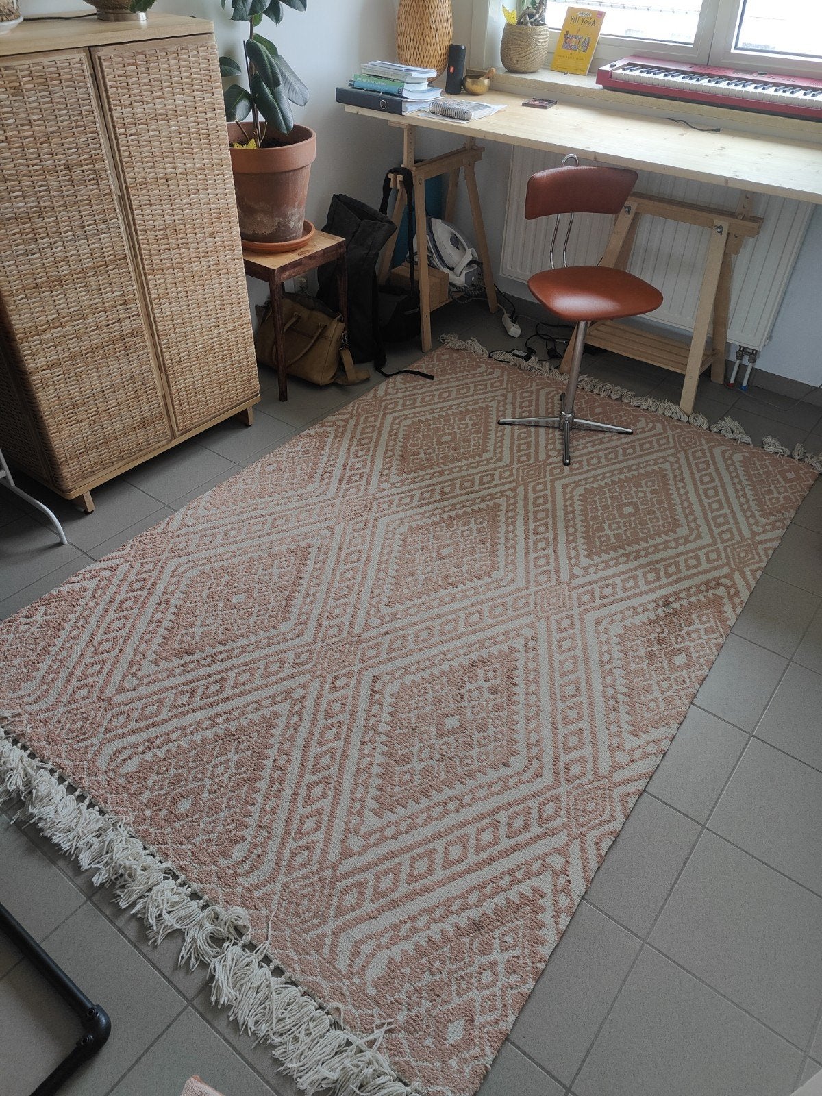 1 x Boho vloerkleed, Maison & Meubles, Ameublement | Tapis & Moquettes, Enlèvement, Blanc, Rectangulaire