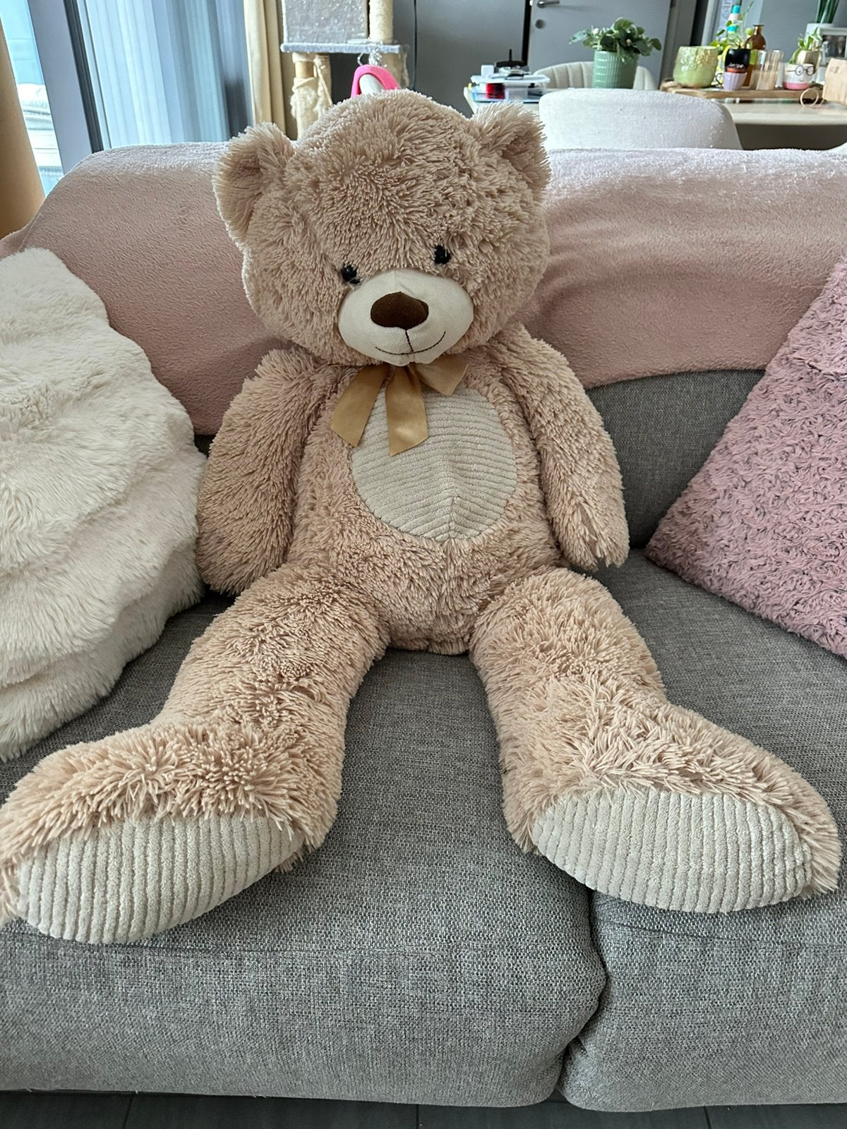 Grote beige Nicotoy teddybeer – zeer zachte knuffel, Ophalen, Zo goed als nieuw
