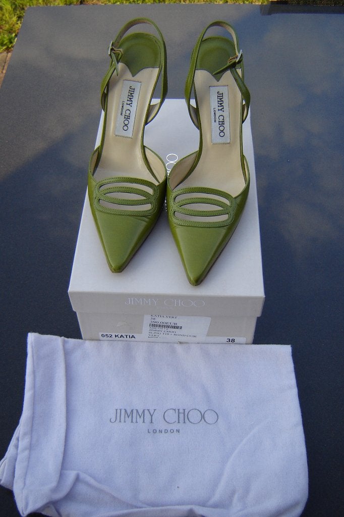 Zomerse pumps hakken groen leder Jimmy Choo designer mt 37,5, Kleding | Dames, Schoenen, Pumps, Ophalen of Verzenden, Zo goed als nieuw