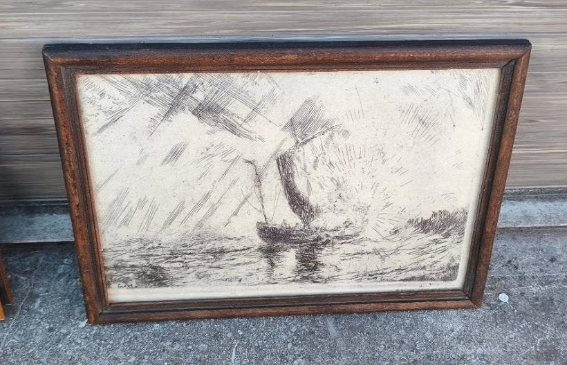 Lithographie marine signe james ensor, Antiek en Kunst, Ophalen of Verzenden, Lithografie