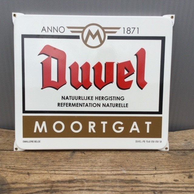 Emaille DUVEL reclame Emaillerie Belge, Verzamelen, Biermerken, Ophalen of Verzenden, Zo goed als nieuw, Reclamebord, Plaat of Schild