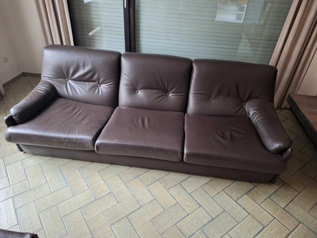Salon, leder, 3 zit + 2x 1 zit, Huis en Inrichting, Zetels | Zetels, Ophalen