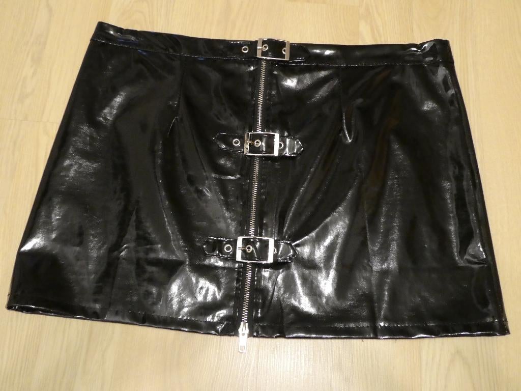 Rok Gespen Lak PVC Zwart, Kleding | Dames, Ophalen of Verzenden, Zo goed als nieuw, Zwart