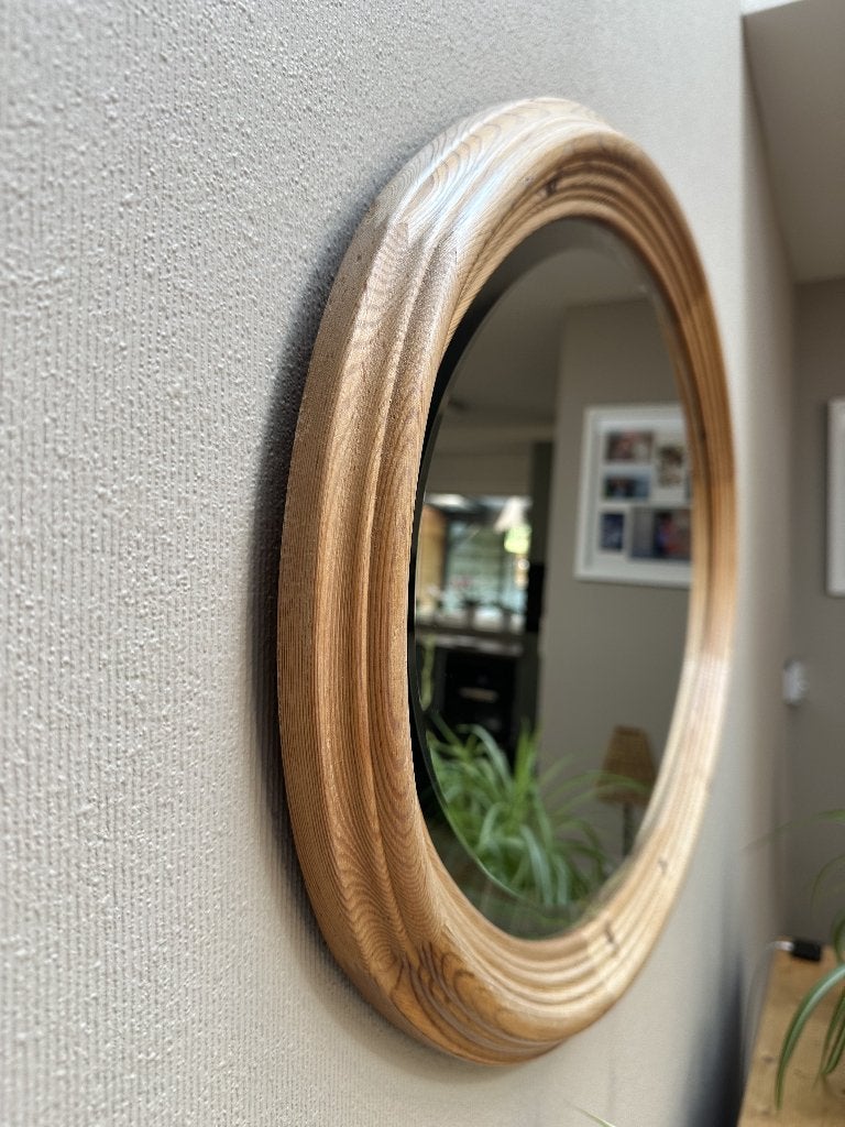 Ovalen spiegel grenenhout, Huis en Inrichting, Woonaccessoires | Spiegels, Ophalen, Zo goed als nieuw, 75 tot 100 cm, Minder dan 100 cm